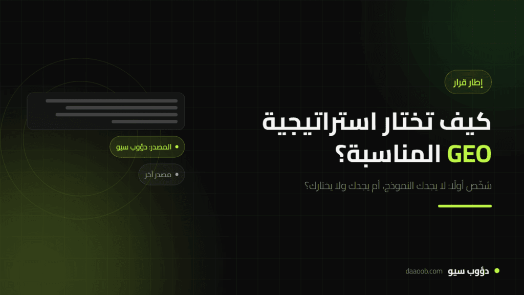 كيف تختار استراتيجية GEO المناسبة لعلامتك التجارية؟ إطار قرار عملي