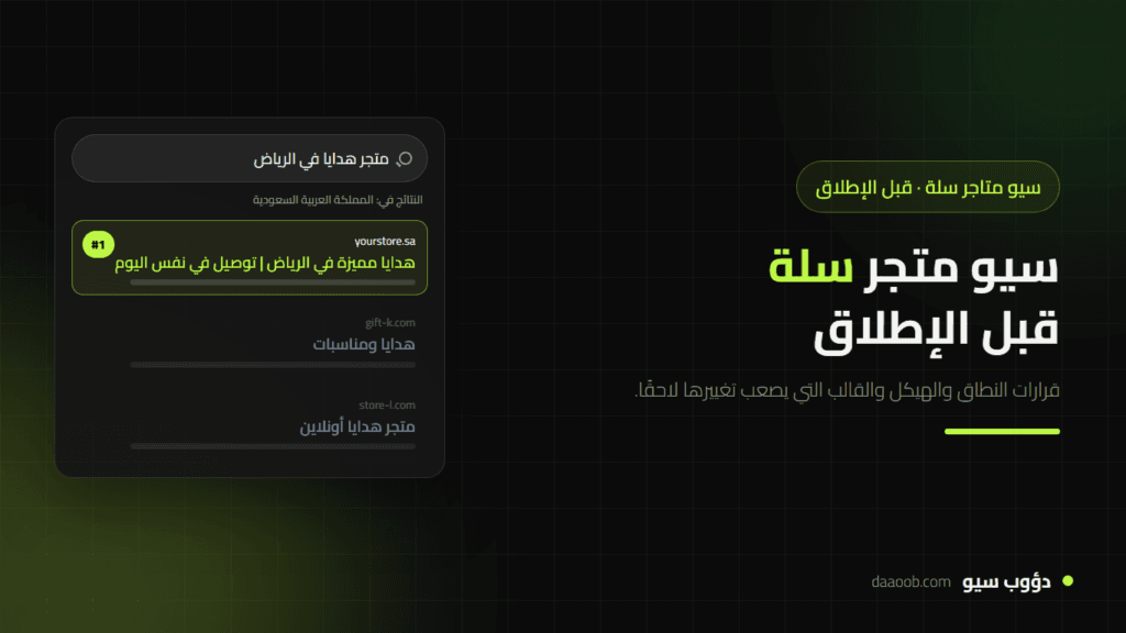تهيئة سيو متجر سلة قبل الإطلاق: قرارات تختصر عليك أشهرًا من التصحيح