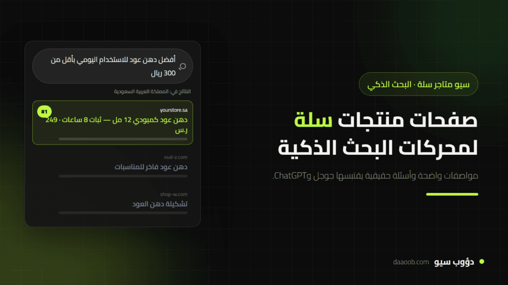 تحسين صفحات منتجات سلة لمحركات البحث الذكية: كيف يفهم جوجل وChatGPT منتجك ويرشّحه؟