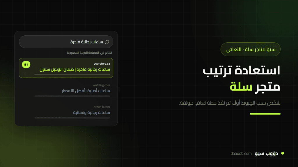 استعادة ترتيب متجر سلة بعد انخفاض الزيارات: تشخيص السبب وخطة التعافي